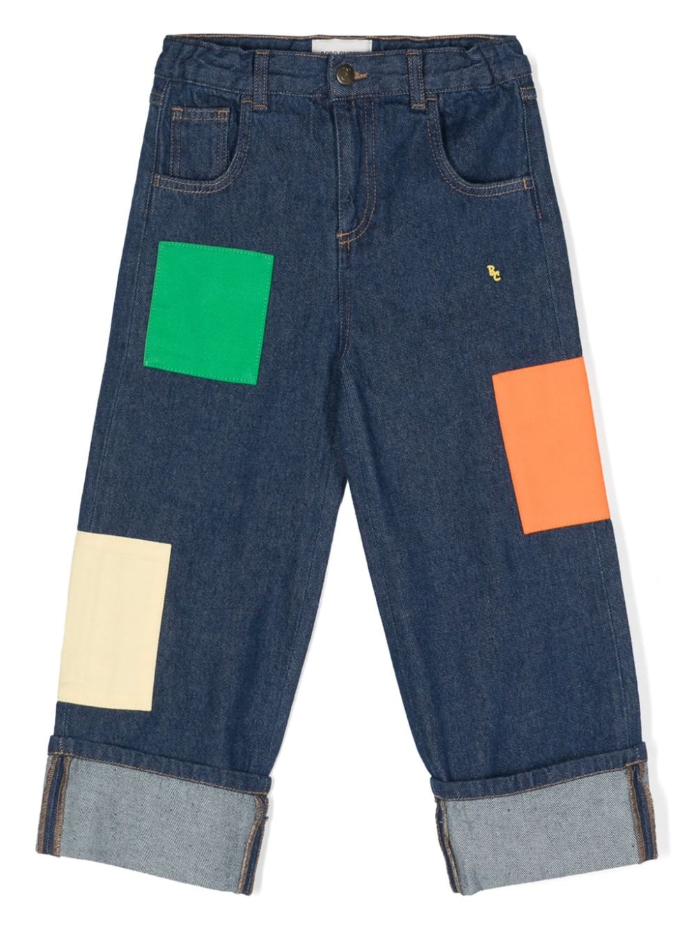 Bobo Choses Kids' Contrast-patches Straight-leg Jeans In Blue