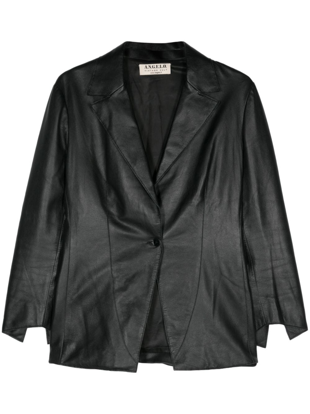 Pre-owned A.n.g.e.l.o. Vintage Cult 2000s Leather Single-breasted Blazer In Black