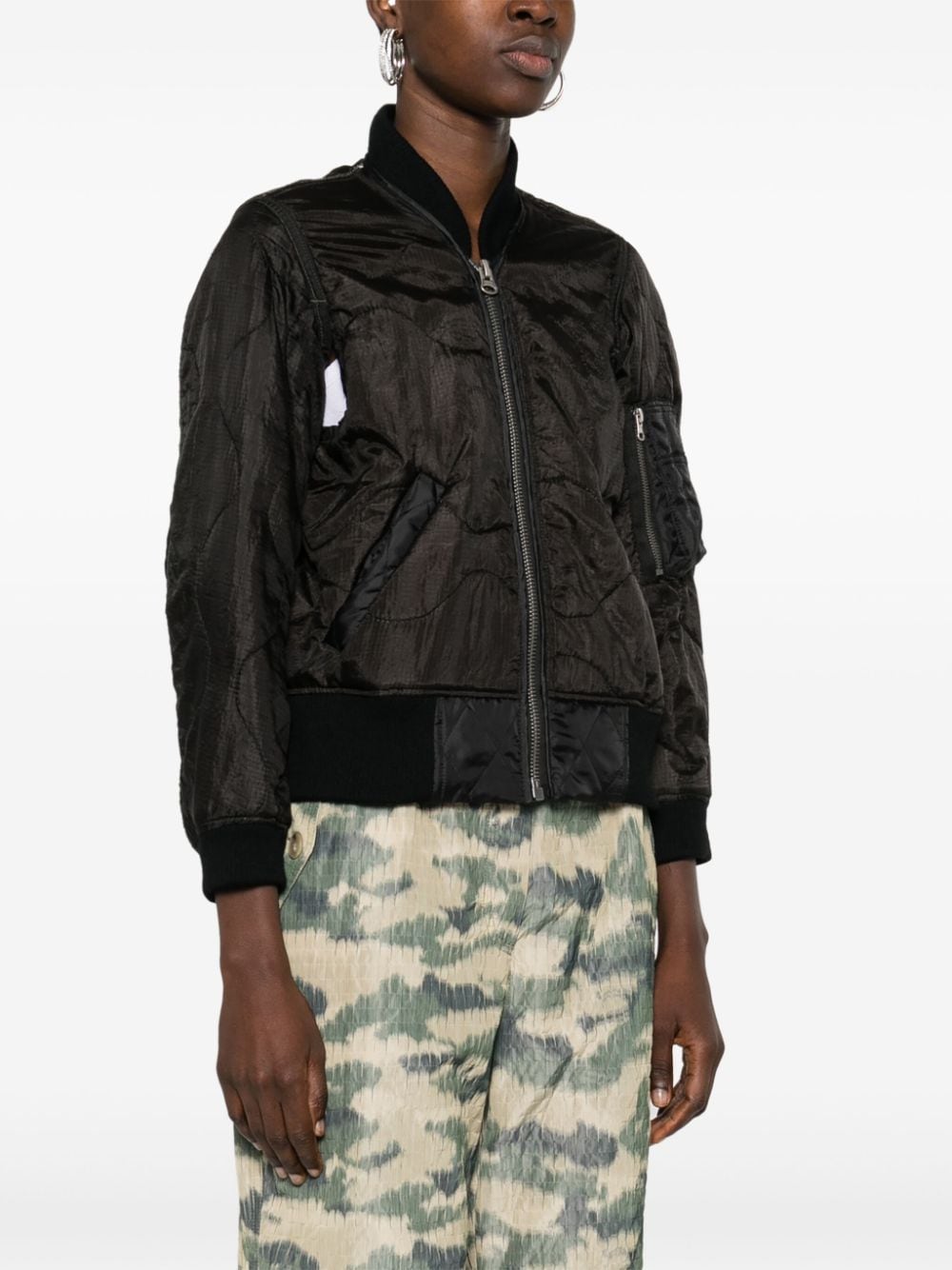 Shop R13 Refurbished Quilted Bomber Jacket In Black