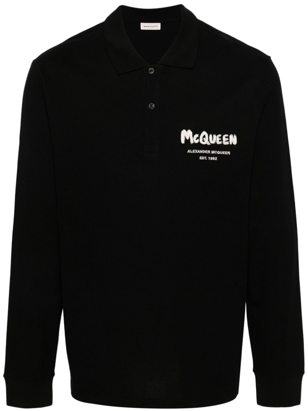 Alexander Mcqueen Logo-embroidered Polo Shirt In Black