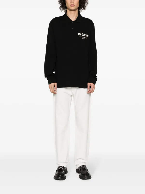 Tシャツ・カットソー alexander mcqueen Logo embroidery polo shirt Alexander McQueen embroidered-logo Polo Shirt | Black | FARFETCH