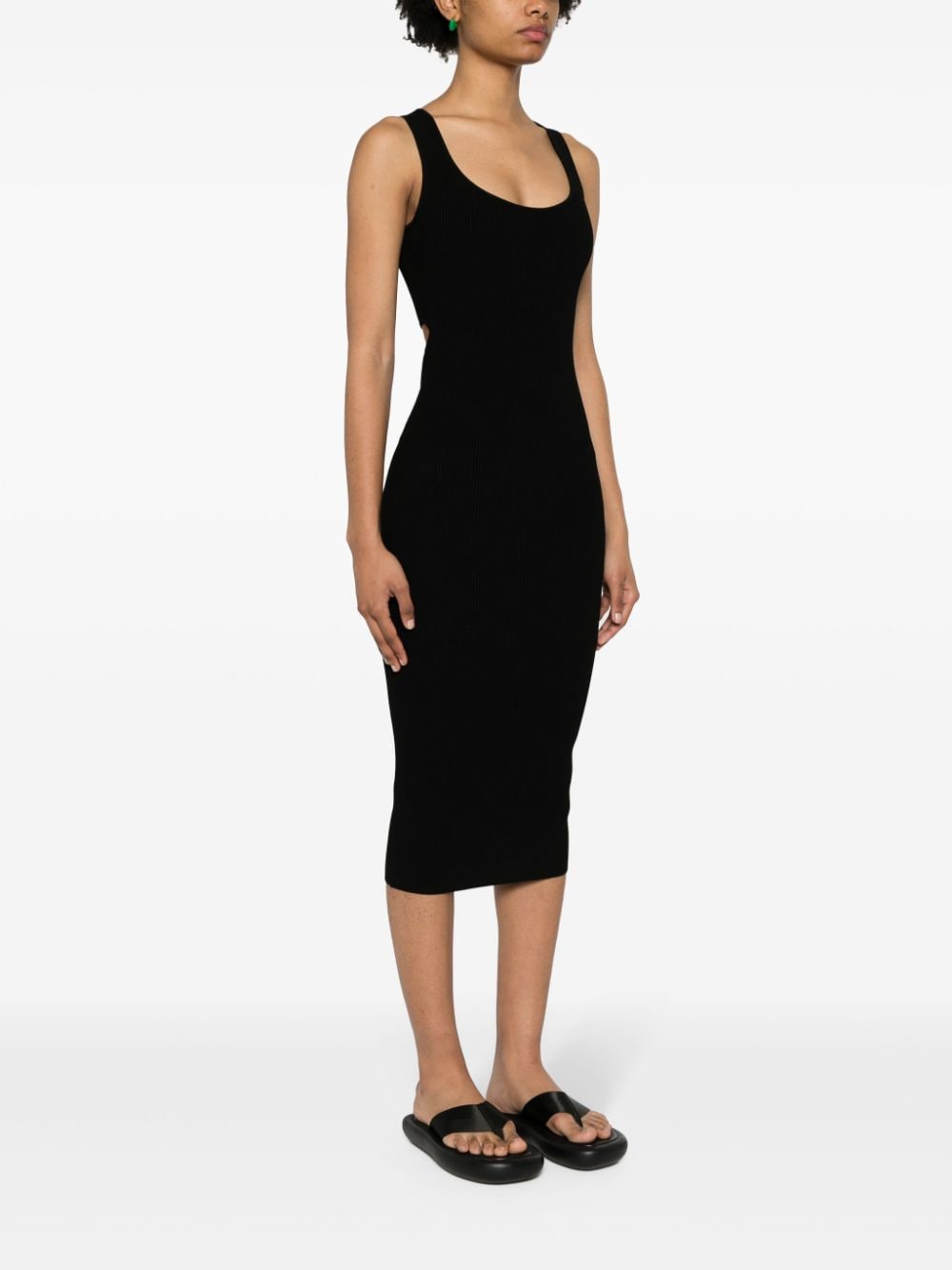 Shop Michael Michael Kors Cut-out Ribbed Dress In Black