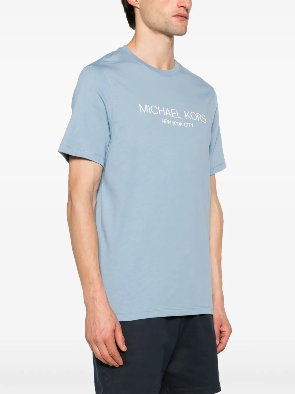 Shop Michael Kors Raised-logo Cotton T-shirt In Blue