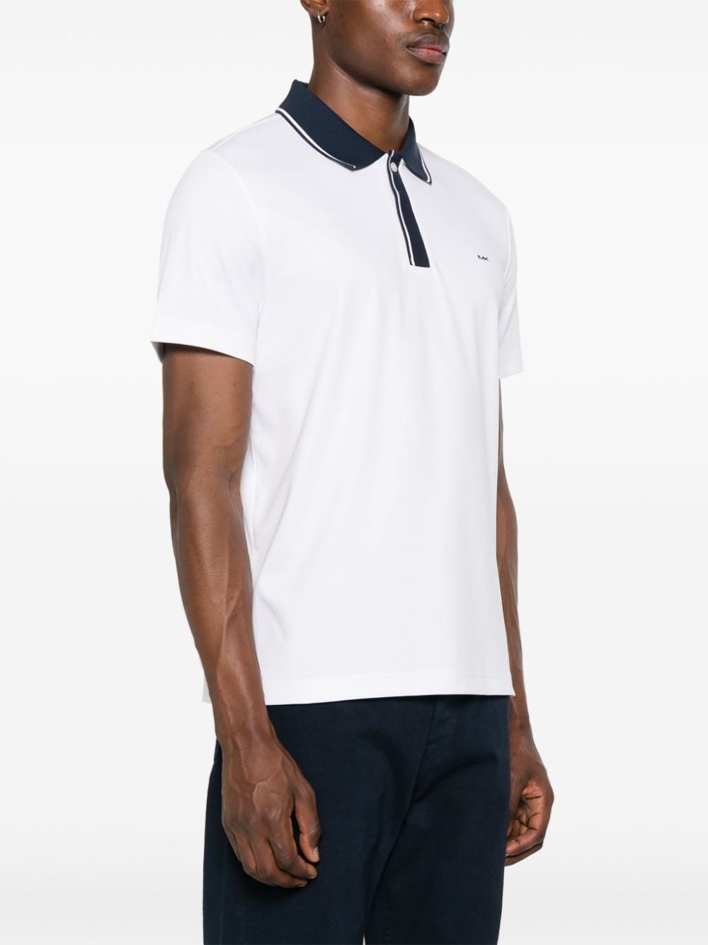 Shop Michael Kors Logo-embroidered Contrasting Trim Polo Shirt In White