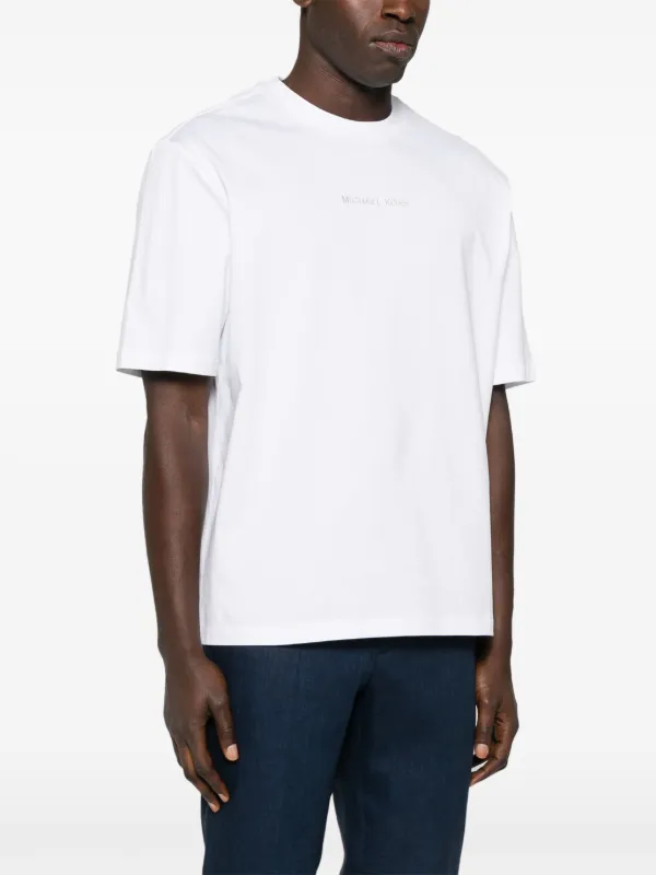 Tシャツ・カットソー Michael Kors Men T-shirt White CF2516RFV4 100 Michael Kors | Signature Logo Cotton T-Shirt | Regular Fit T