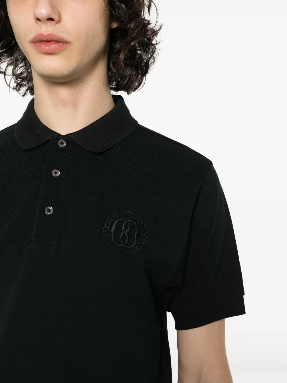 Shop Bally Logo-embroidered Piqué Polo Shirt In Black