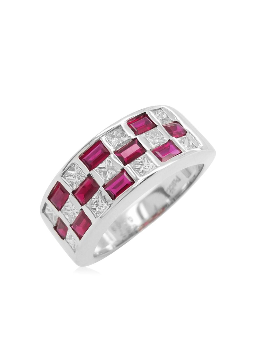 Shop Hyt Jewelry Platinum Diamond And Ruby Ring In Red