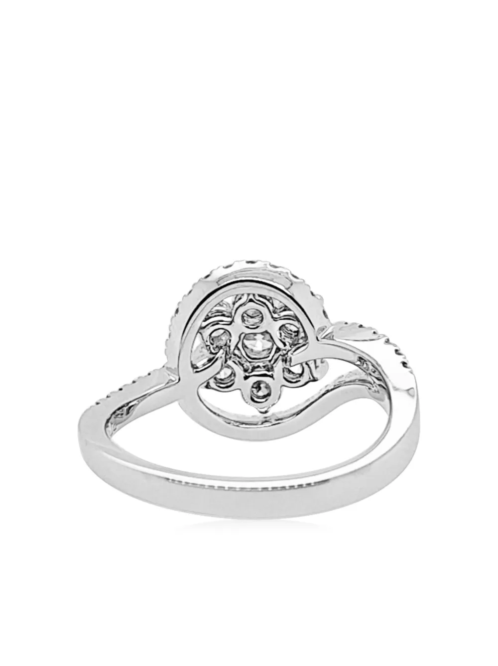 HYT Jewelry platinum flower-shaped white diamonds ring - Zilver