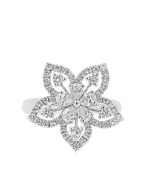 HYT Jewelry Platinum flower shaped White Diamonds Ring Farfetch