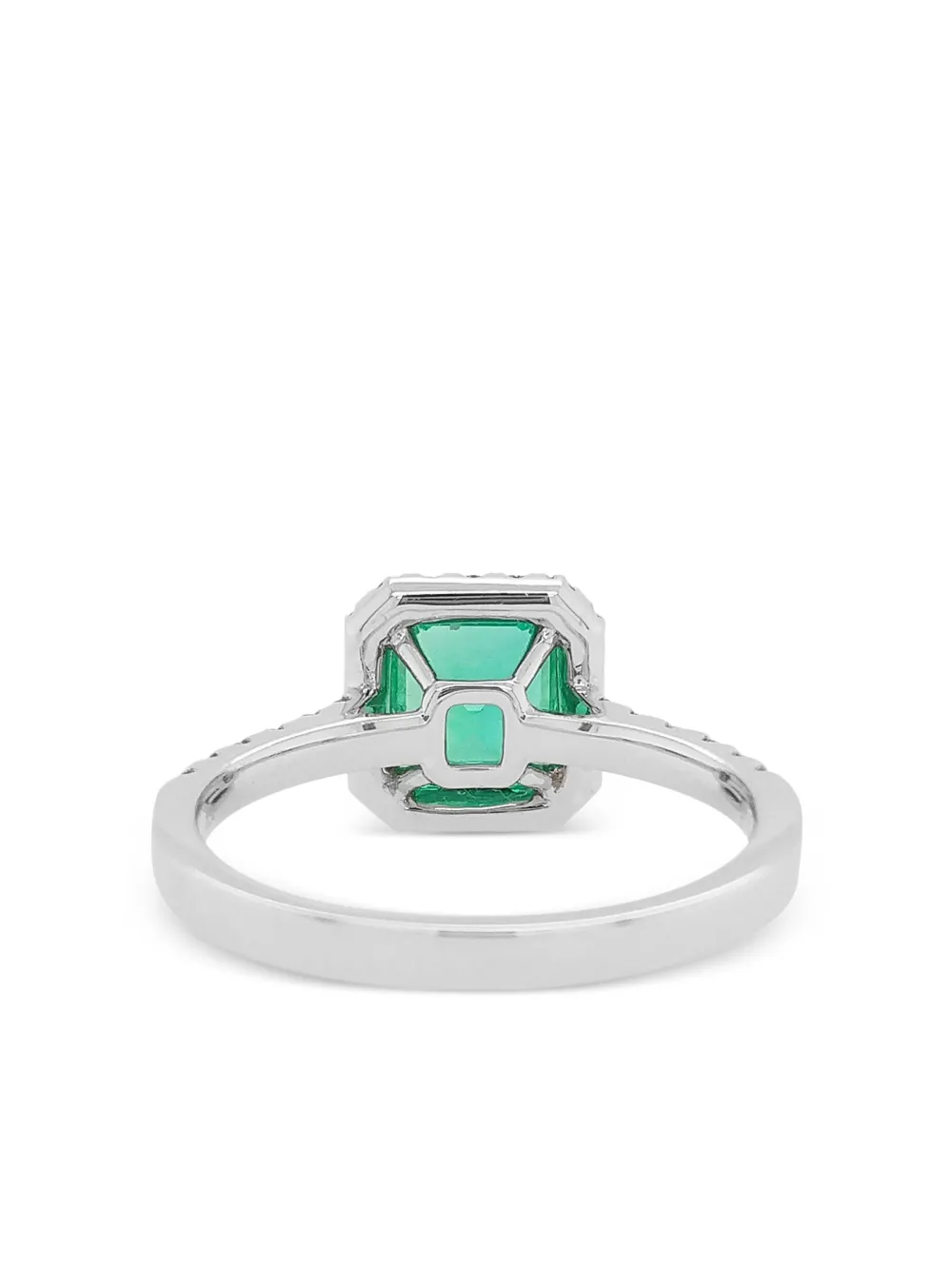 HYT Jewelry platinum diamond and emerald ring - Groen