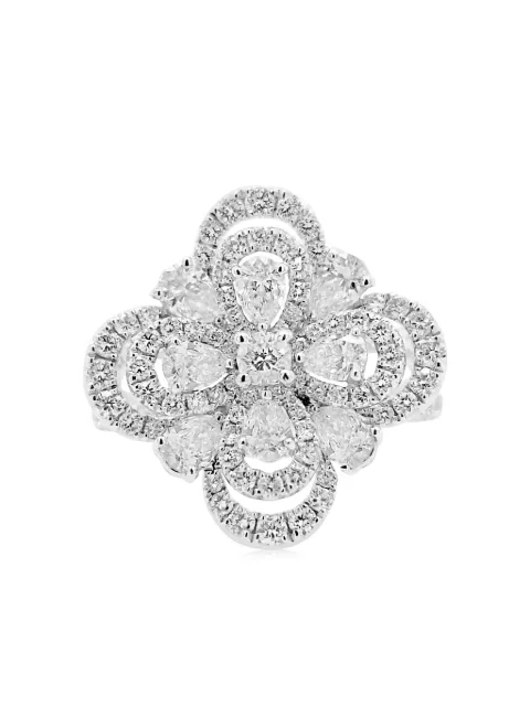 HYT Jewelry platinum flower diamond cocktail ring