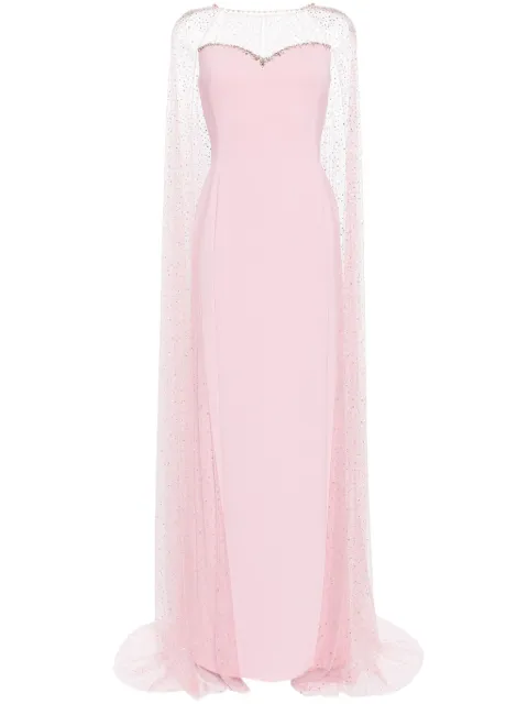 Jenny Packham Cordelia rhinestone-embellished cape gown Women