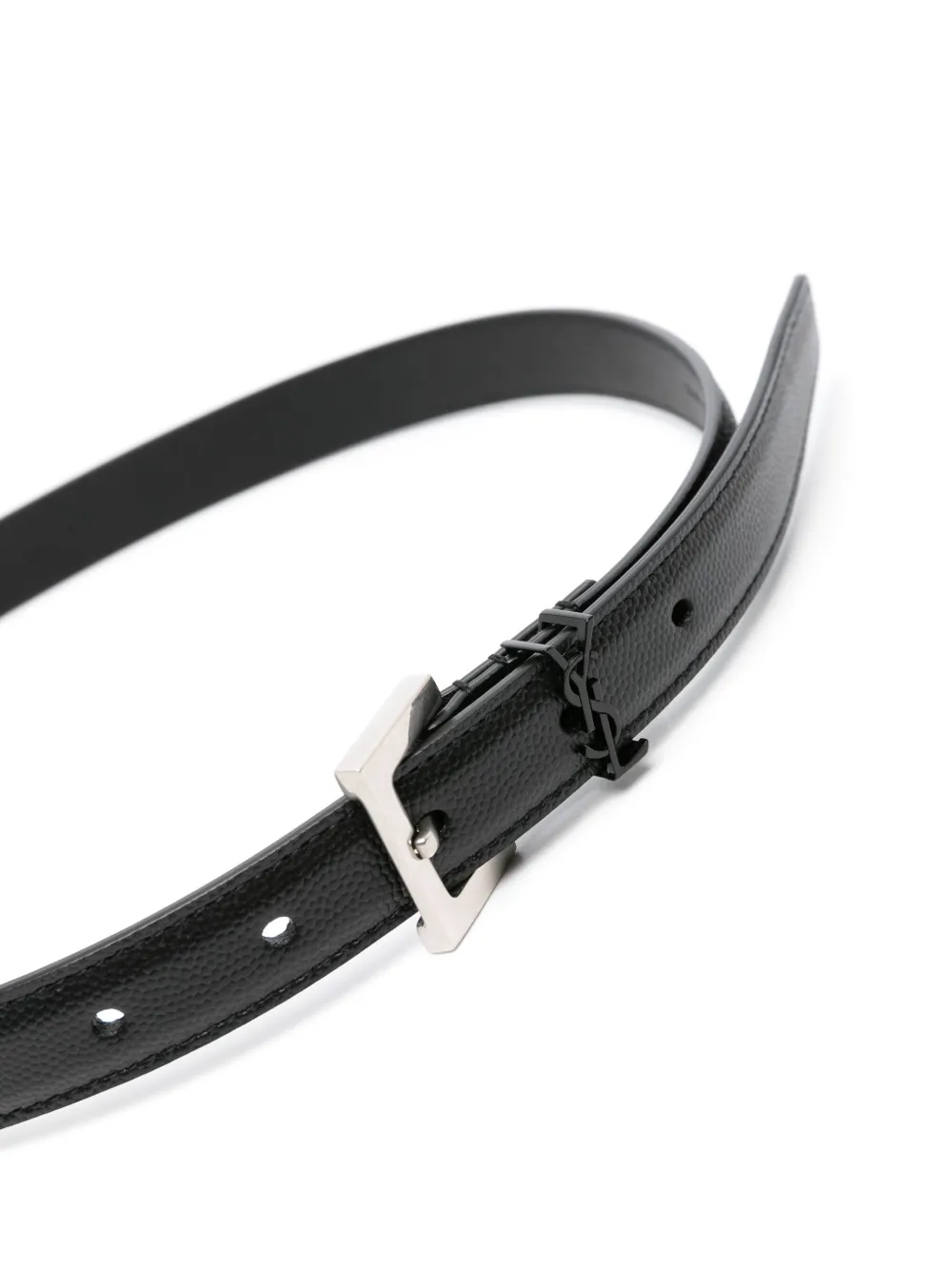 Saint Laurent Pre-Owned Cassandre leren armband met plakkaat - Zwart