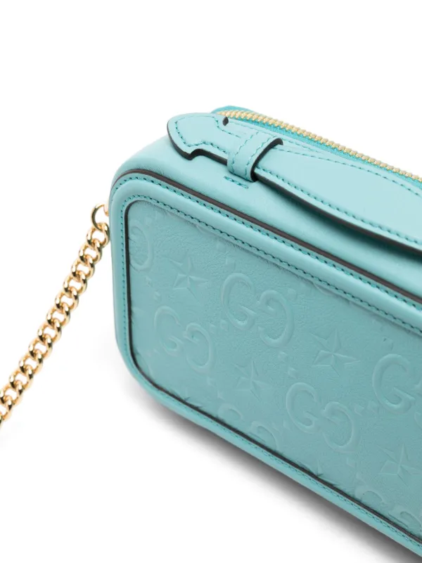 Gucci Pre Owned GG embossed Leather Crossbody Bag Blue FARFETCH PH