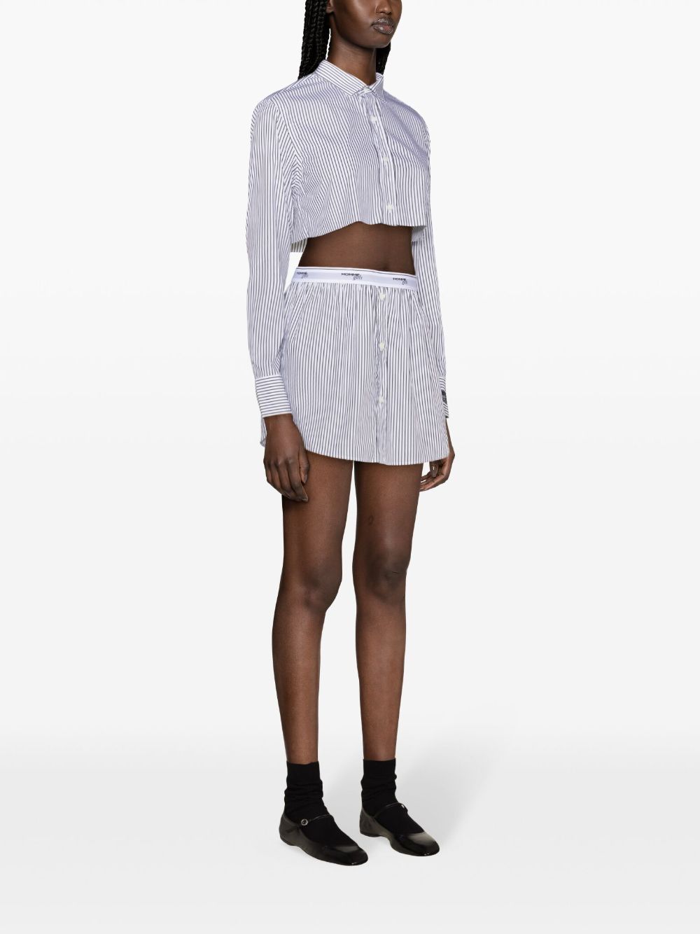 Shop Hommegirls Striped A-line Miniskirt In White