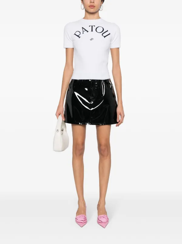 patou ロゴジャカード ニットトップ Patou | コットンブレンド パトゥロゴ ジャカードニットトップ