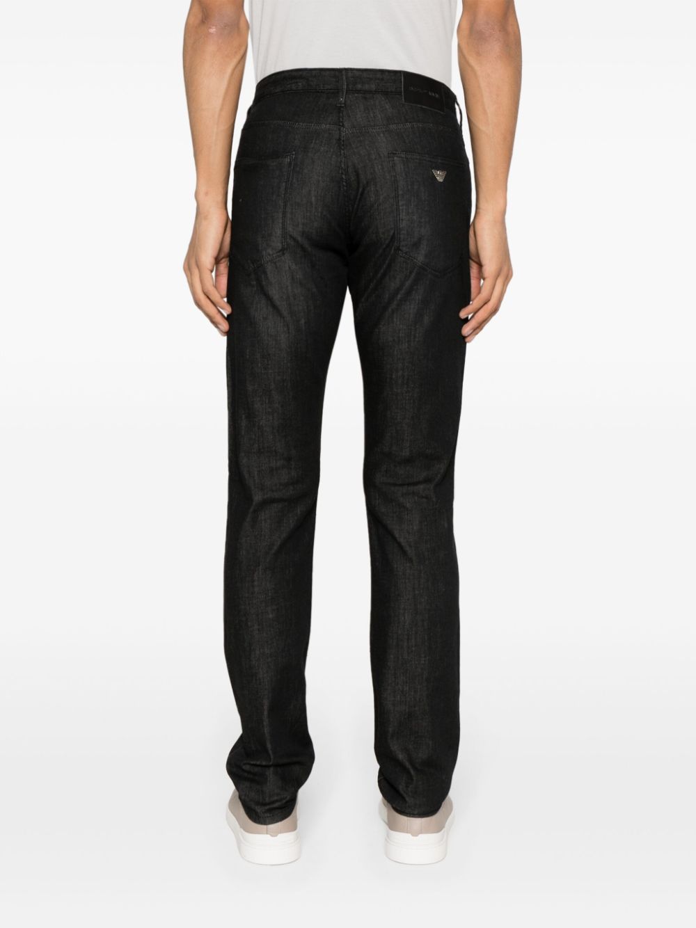 Shop Emporio Armani Mid-rise Slim-fit Jeans In Black