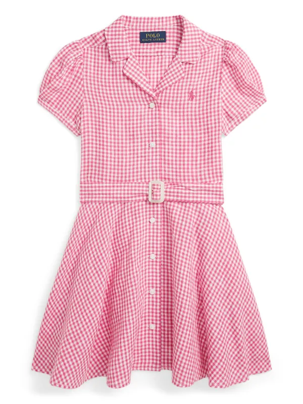 POLO RALPH LAUREN KIDS チェック リネンワンピース | ピンク 