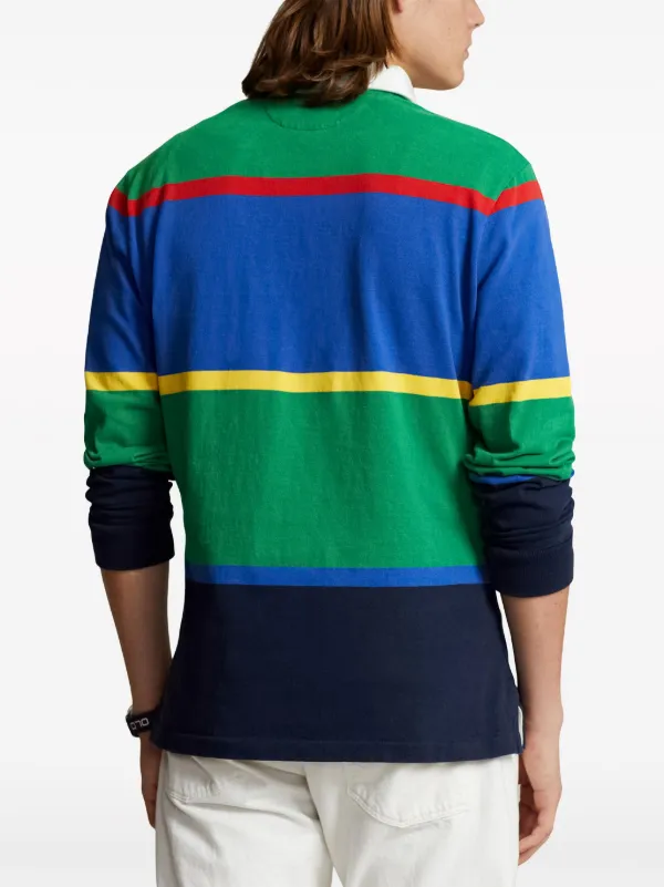 POLO ラガーシャツ 緑青ストライプ RALPH LAUREN ラガーシャツ 緑と青のストライプ