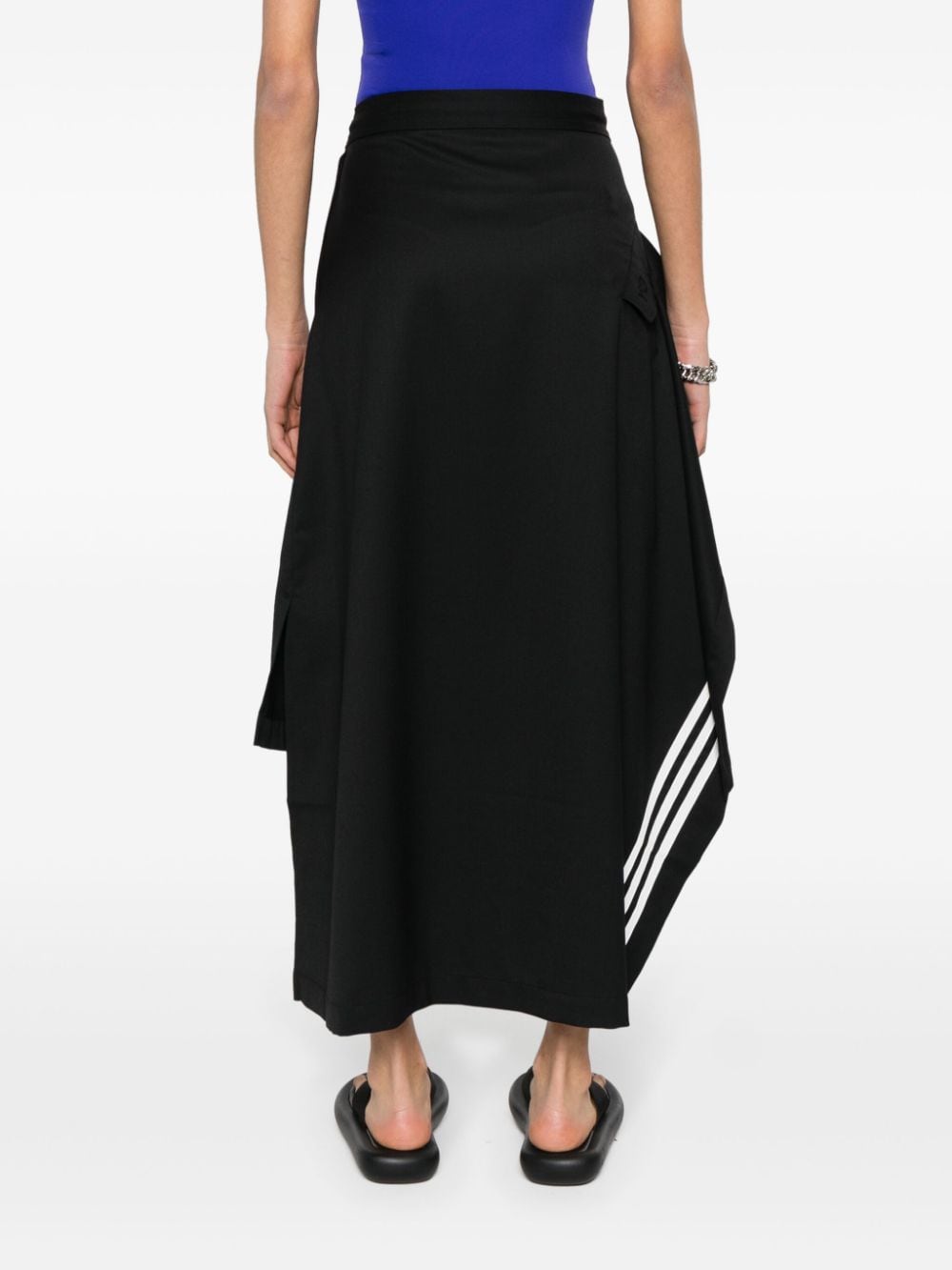 Shop Y-3 3-stripes-logo Asymmetric Skirt In Black
