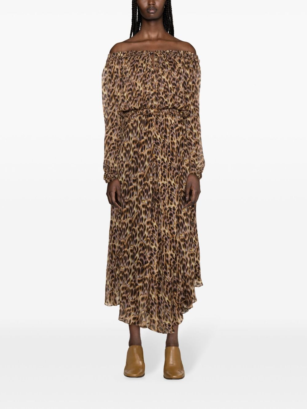 Shop Marant Etoile Volga Graphic-print Maxi Dress In Brown