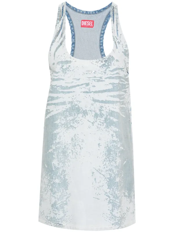 diesel sequin dress Diesel Mesh Micro Mini Dress Hi-Low Sequin Trim Lined Sleeveless OVER-SIZED XS