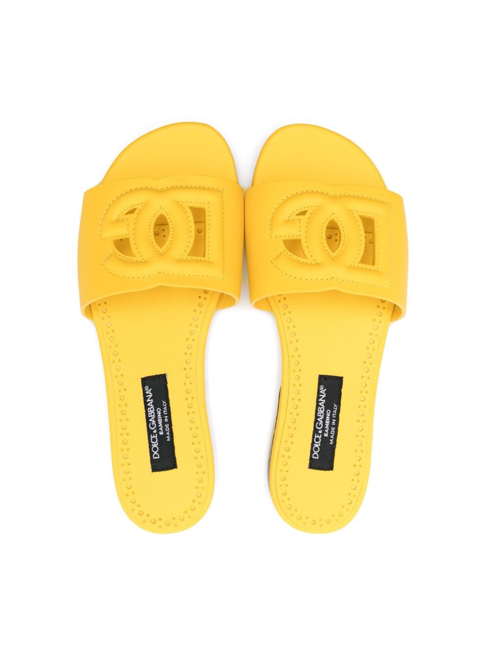 Shop Dolce & Gabbana Logo-embossed Slides In Yellow