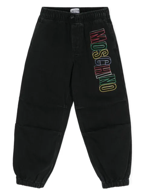 Moschino Kids logo-print tapered jeans