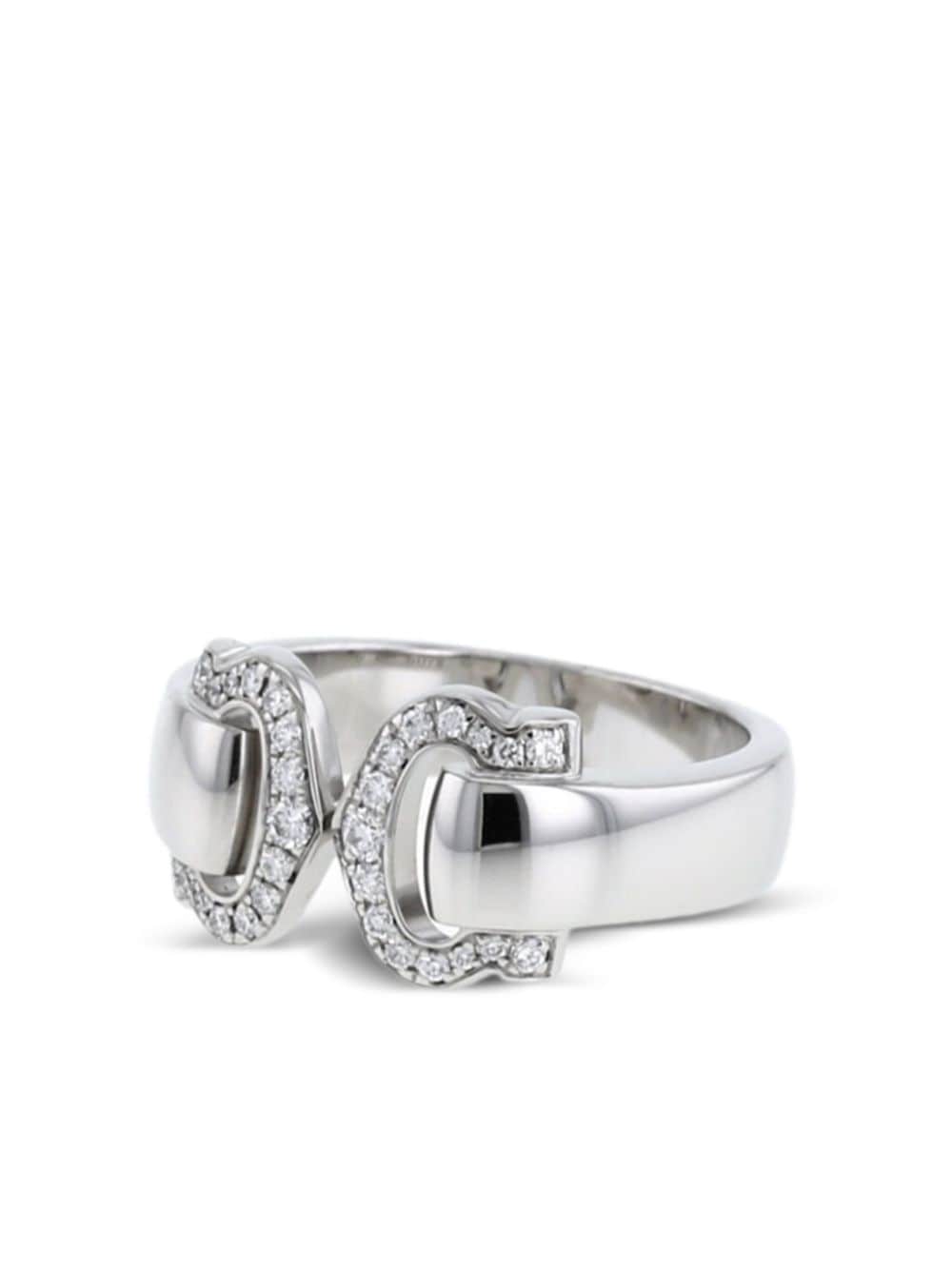 Pre-owned Cartier 2010s 18kt White Gold C De  Diamond Ring In Silver