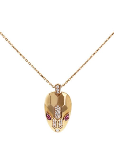 Bvlgari Pre-Owned collar Serpenti en oro rosa de 18kt con diamantes y turmalina