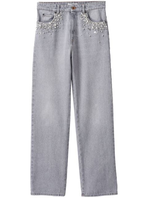 Miu Miu embellished mid-rise straight-leg jeans