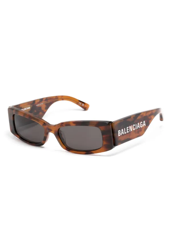 サングラス Balenciaga Brown Acetate Sunglasses Balenciaga Eyewear rectangle-frame Sunglasses | Brown | FARFETCH