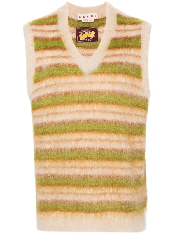 Marni V-neck Striped Vest | Neutrals | FARFETCH