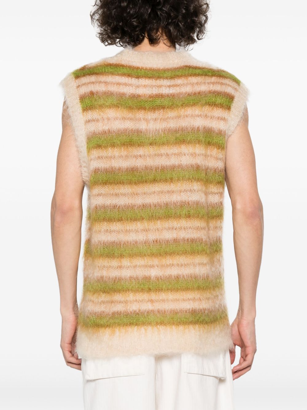 Shop Marni V-neck Striped Vest In Neutrals