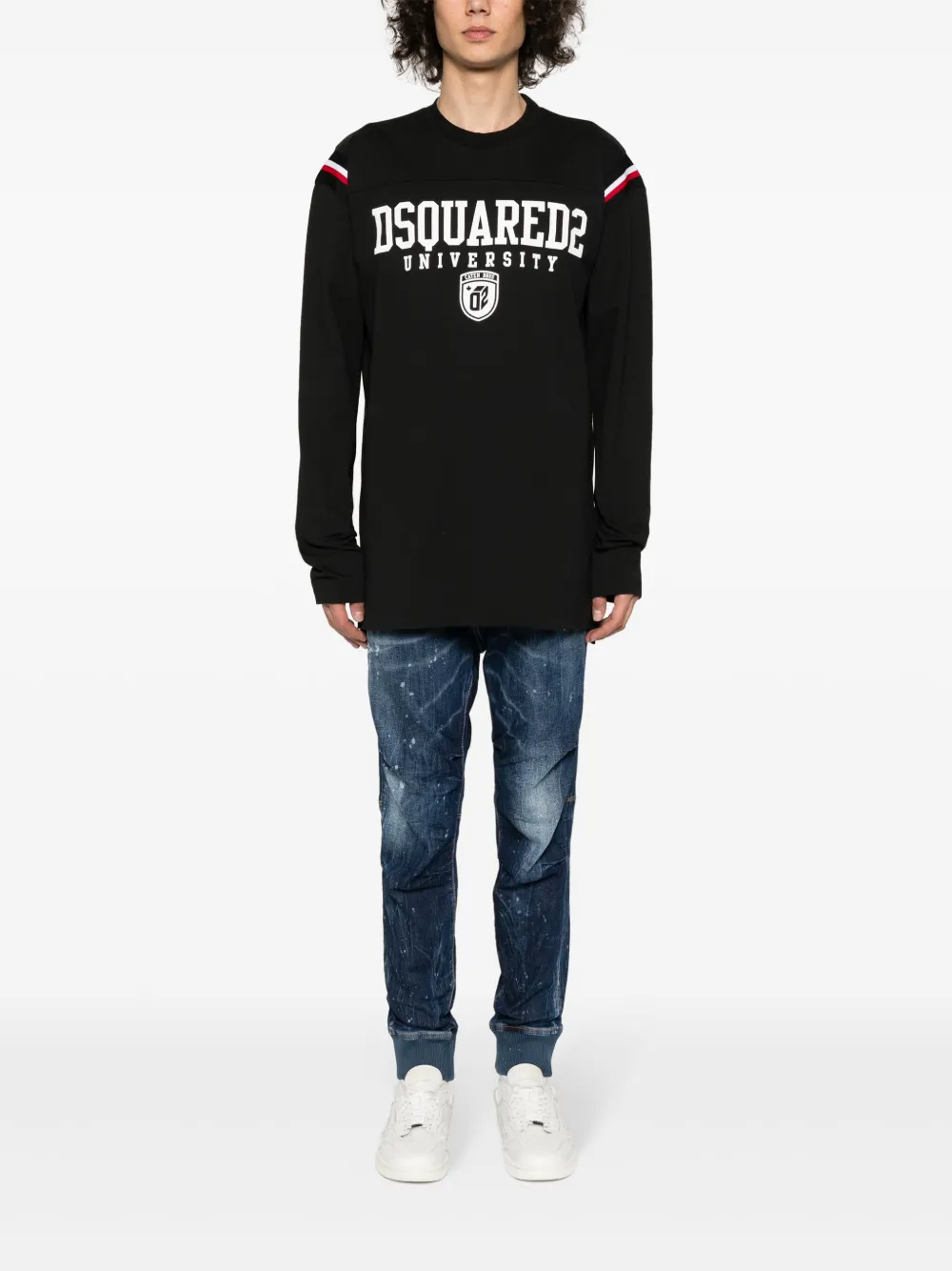 Cheap DSQUARED2 distressed slim-fit track jeans Men