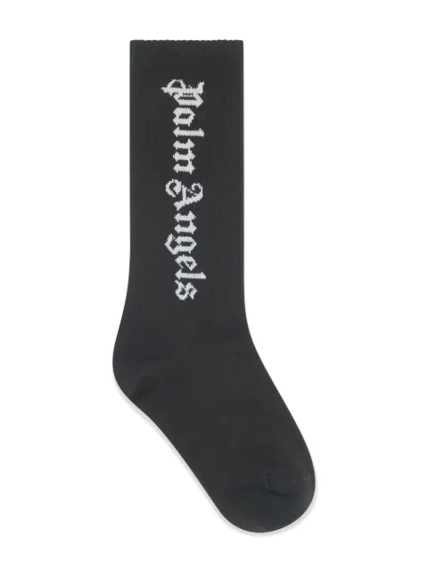 Palm Angels Kids logo-intarsia cotton socks