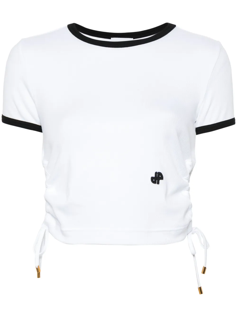 Shop Patou Ribbed-knit Cut-out T-shirt In White