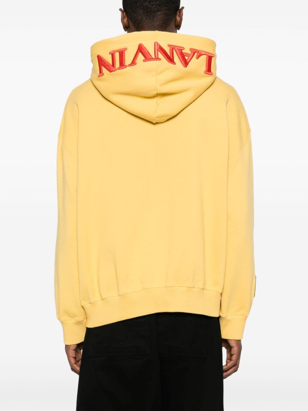 Shop Lanvin X Future Logo-embroidered Cotton Hoodie In Yellow