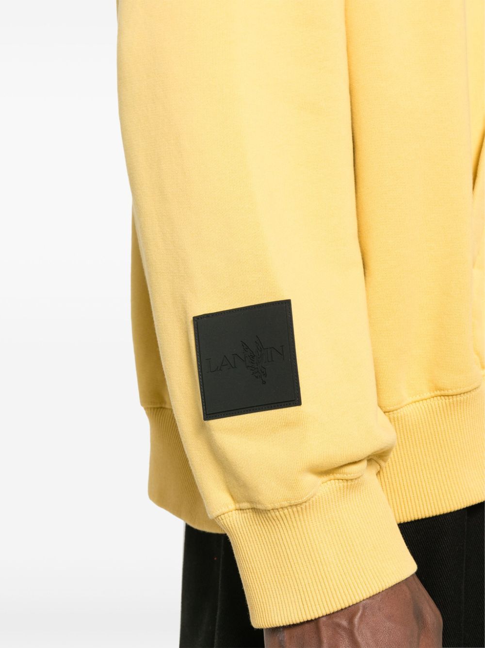 Shop Lanvin X Future Logo-embroidered Cotton Hoodie In Yellow