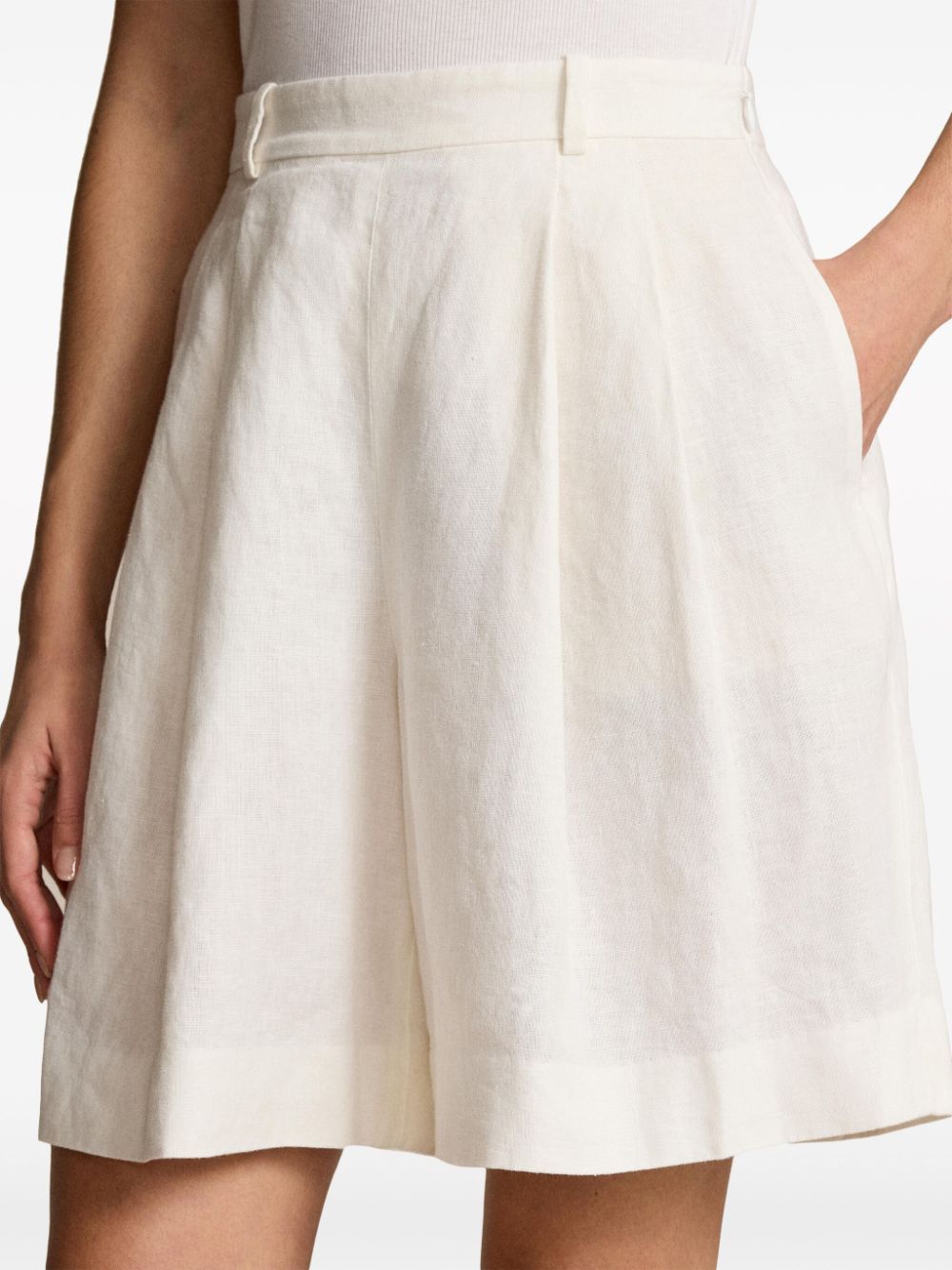 Shop Polo Ralph Lauren Linen-blend Shorts In White