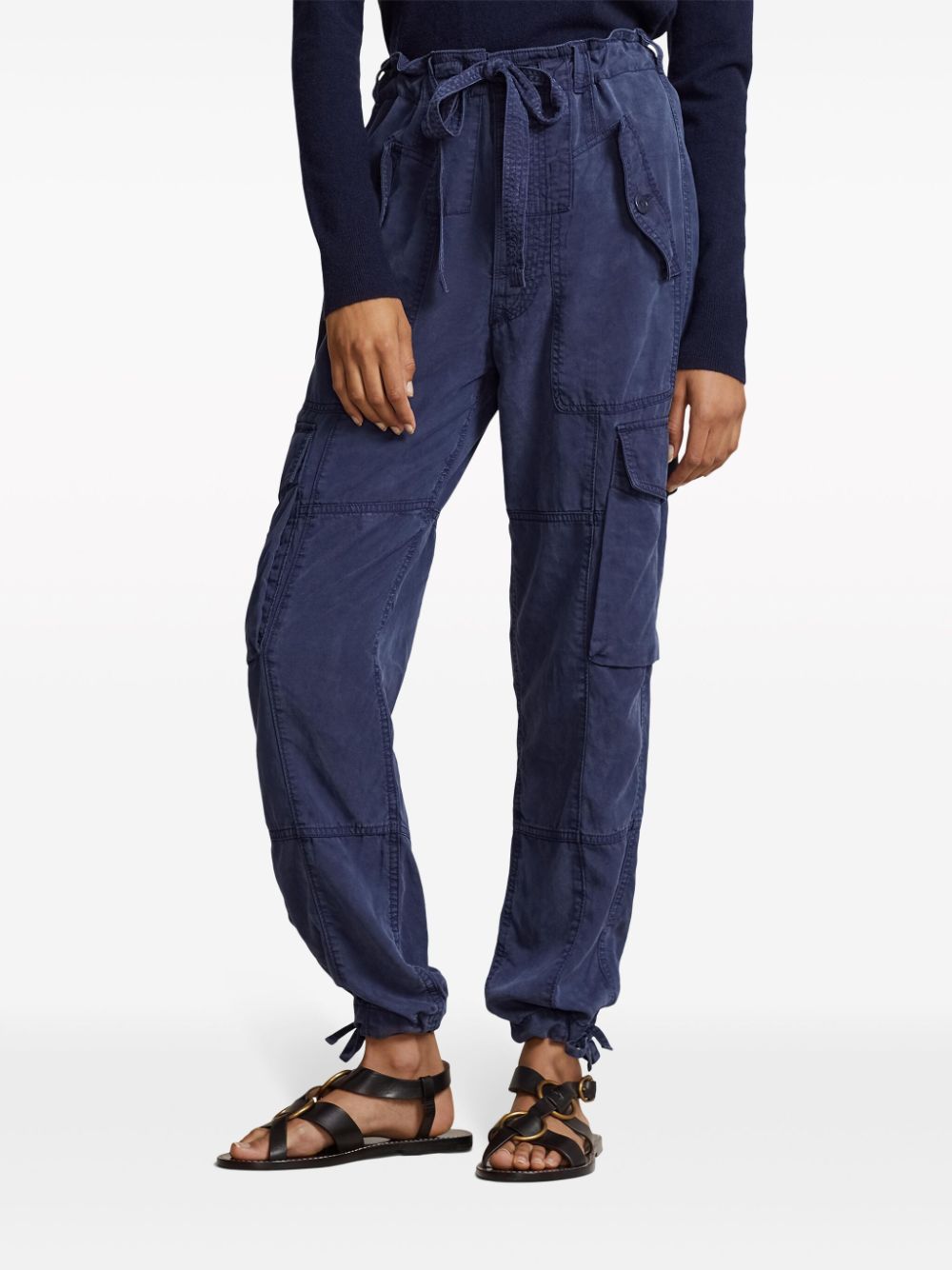Shop Polo Ralph Lauren Tapered-leg Cargo Trousers In Blue