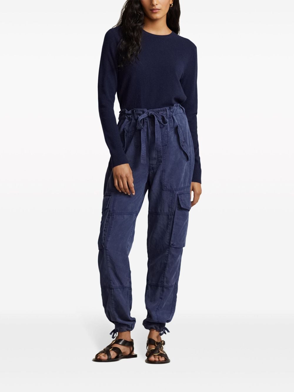 Shop Polo Ralph Lauren Tapered-leg Cargo Trousers In Blue