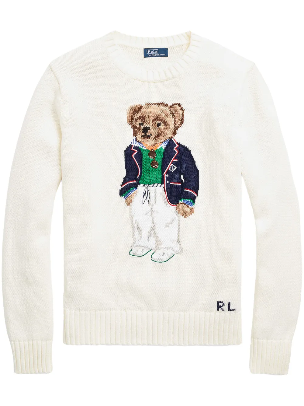 Shop Polo Ralph Lauren Polo-bear-motif Cotton Jumper In Weiss