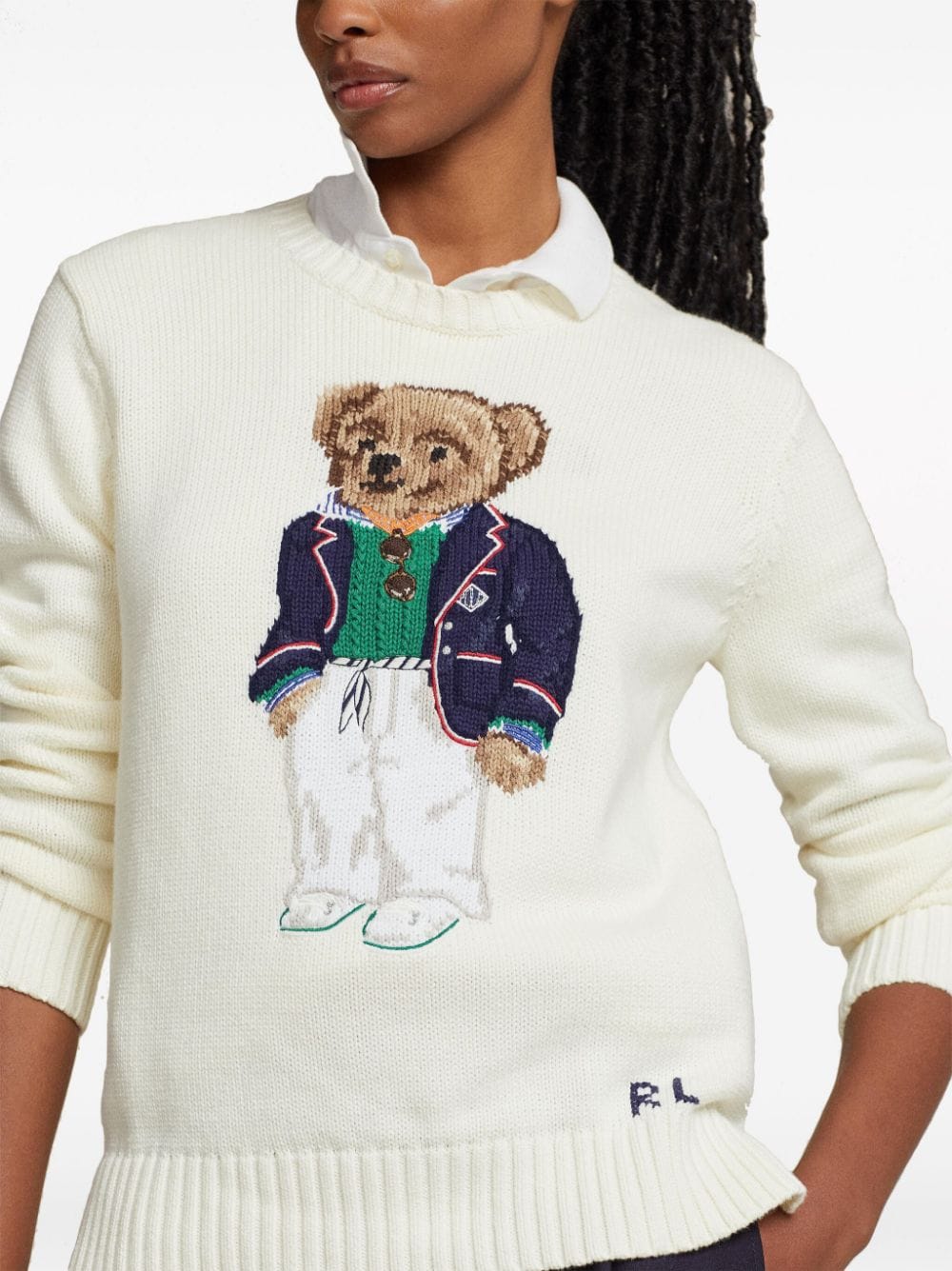 Shop Polo Ralph Lauren Polo-bear-motif Cotton Jumper In Weiss