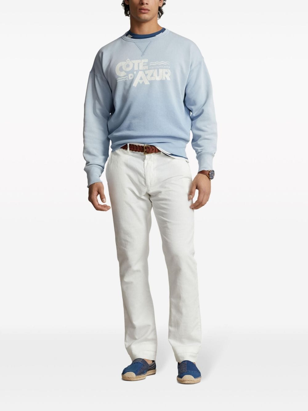 Shop Polo Ralph Lauren Graphic-print Cotton Sweatshirt In Blue