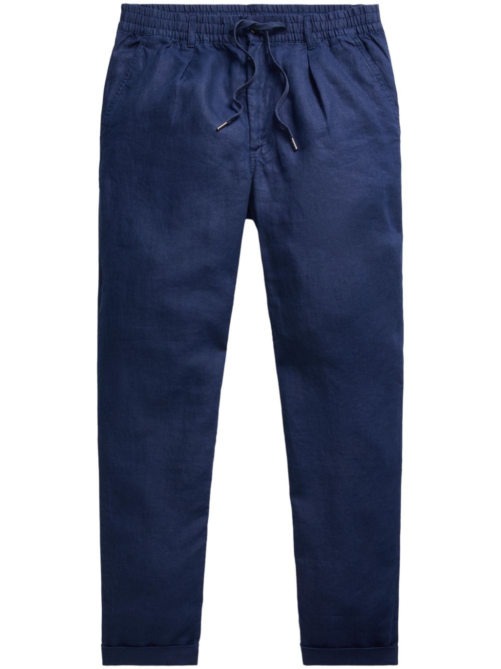 drawstring-waist linen trousers