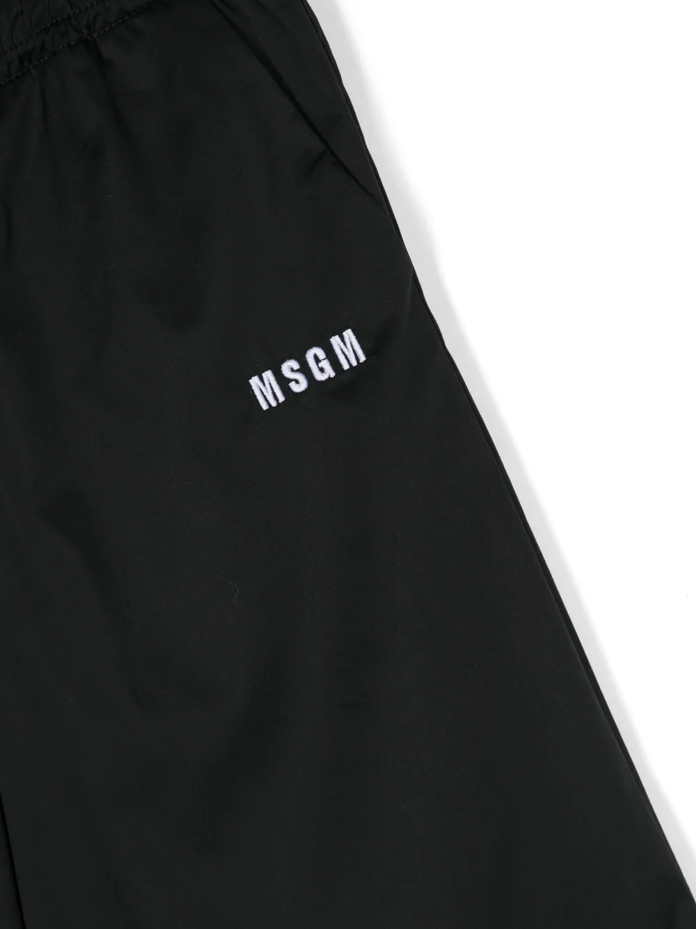 Shop Msgm Embroidered-logo Track Trousers In Black