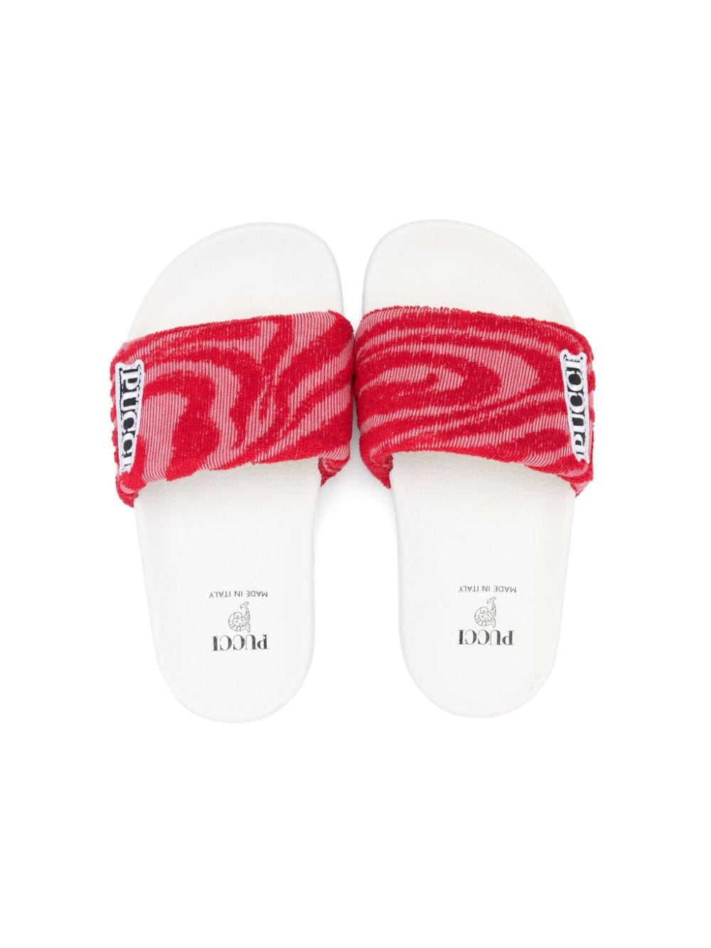 Shop Pucci Junior Marmo-jacquard Slides In Red
