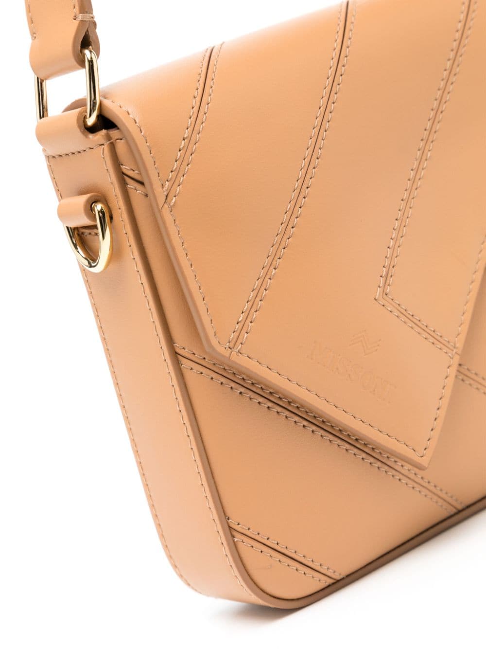 Shop Missoni Flap Wave Leather Shoulder Bag In Brown