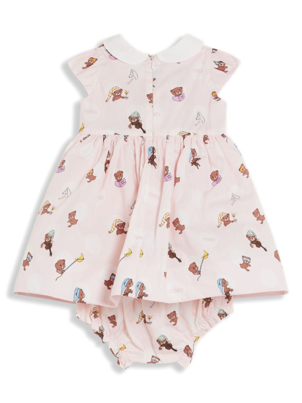 Shop Fendi Teddy Bear-print Cotton Dress In Pink